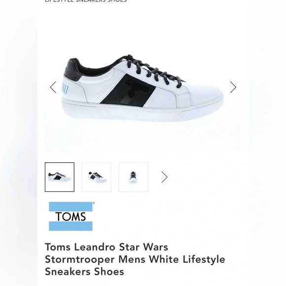 Toms Other - Toms Leandro Star Wars Stormtrooper Mens White Lifestyle Sneakers Shoes
